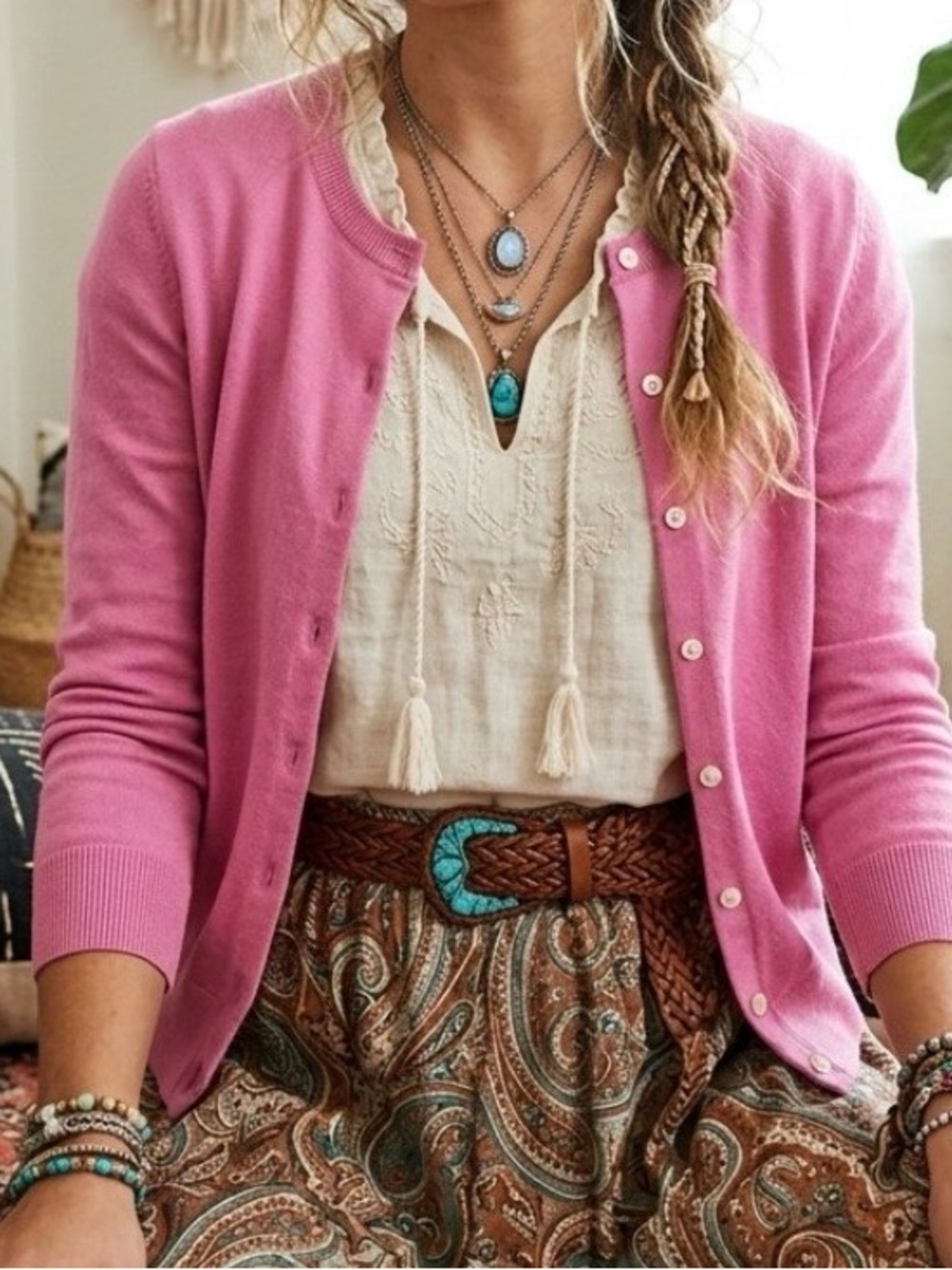 Old Navy Pink Crewneck Button Cardigan Size Medium